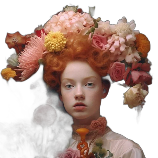 crown, face, flower, mask, photorealistic, fantasy art, concept art, oil painting transparent PNG cut-out