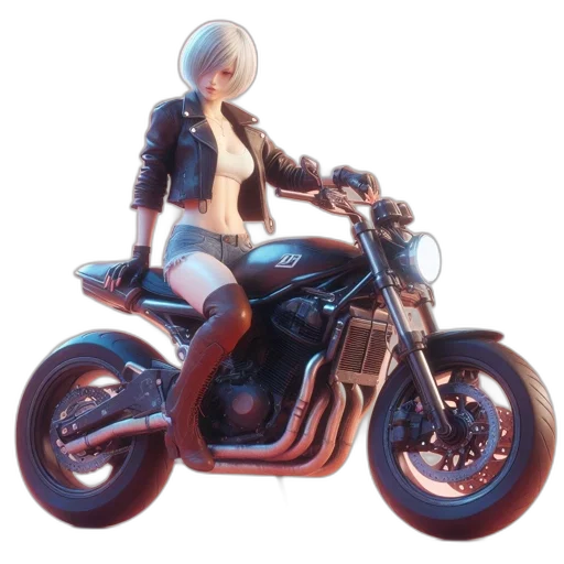 weapon, jacket, concept art, cyberpunk, 3d render, fantasy art, young, woman transparent PNG cut-out