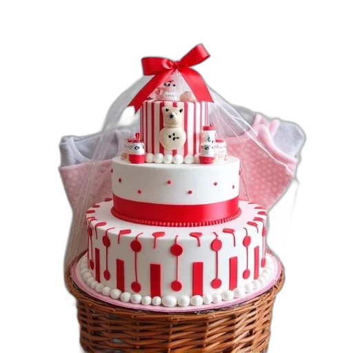 crown, 3d render, baby, shower, gift, basket, large, multi-tiered transparent PNG cut-out