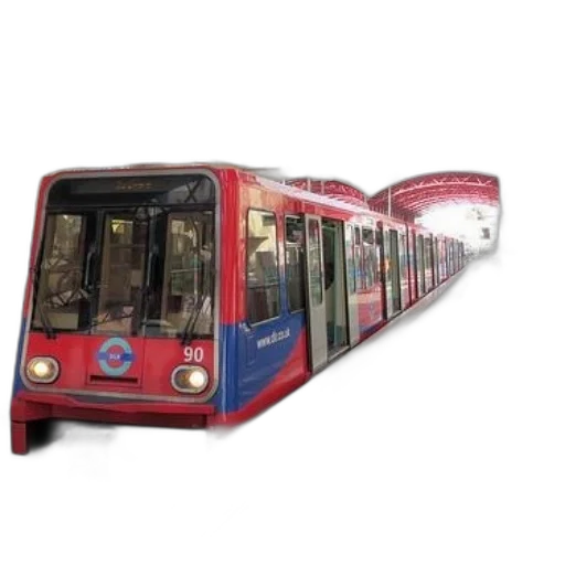 photorealistic, 3d render, concept art, red, blue, dlr, train, station transparent PNG cut-out