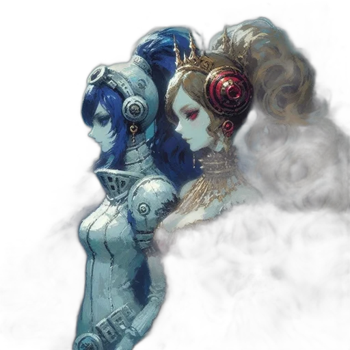 mask, robot, face, crown, concept art, fantasy art, pixel art, comic book art transparent PNG cut-out