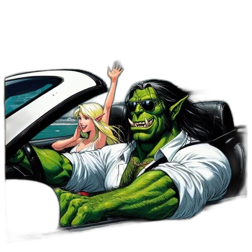 car, comic book art, concept art, fantasy art, photorealistic, outer space, image, depicts transparent PNG cut-out