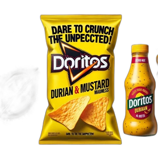 food, photorealistic, image, shows, durian, mustard, madness, doritos transparent PNG cut-out
