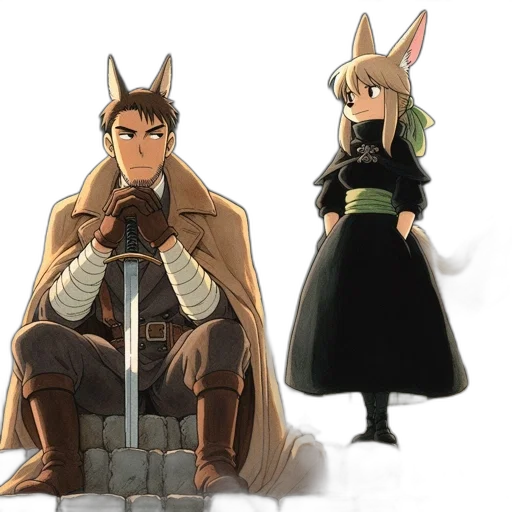 concept art, fantasy art, 3d render, anime, earth tones, monochrome, dark, two transparent PNG cut-out