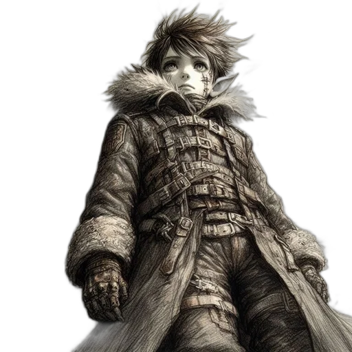 jacket, face, mask, concept art, fantasy art, photorealistic, watercolor, monochrome transparent PNG cut-out