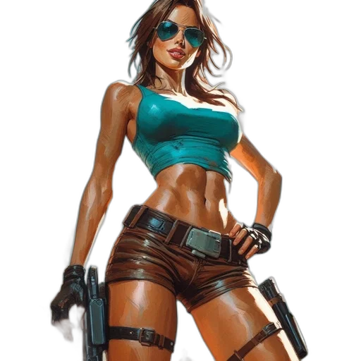 weapon, comic book art, concept art, cyberpunk, fantasy art, female, figure, stands transparent PNG cut-out