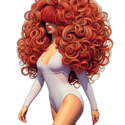 hair, dress, cartoon, comic book art, concept art, photorealistic, woman, vivid transparent PNG cut-out