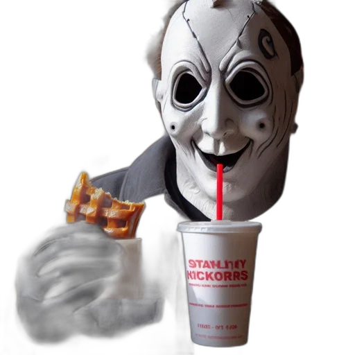 robot, food, mask, creature, concept art, vaporwave, 3d render, person transparent PNG cut-out