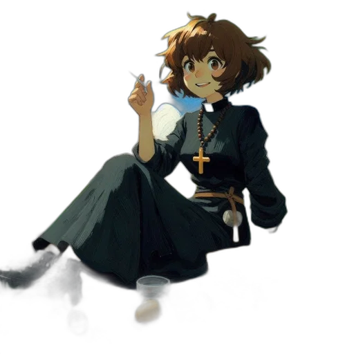 staff, dress, weapon, jacket, concept art, pixel art, anime, 3d render transparent PNG cut-out
