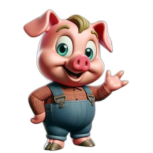 animal, face, 3d render, photorealistic, concept art, animated, pig, character transparent PNG cut-out