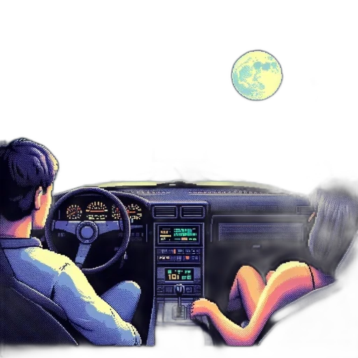 car, robot, concept art, vaporwave, watercolor, photorealistic, outer space, night transparent PNG cut-out