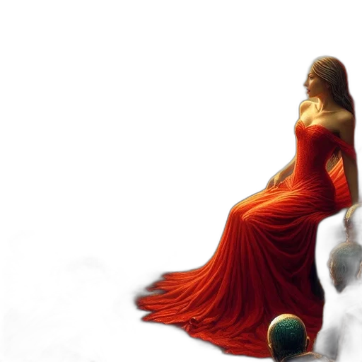 dress, photorealistic, 3d render, concept art, fantasy art, outer space, snow, fog transparent PNG cut-out