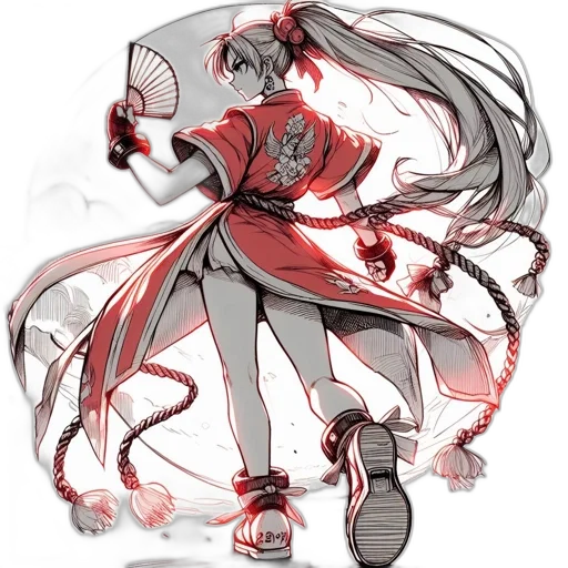dress, staff, weapon, concept art, anime, pixel art, fantasy art, red transparent PNG cut-out