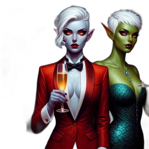 concept art, comic book art, fantasy art, three, women, distinct, appearances, gather transparent PNG cut-out