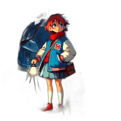 jacket, weapon, dress, staff, concept art, pixel art, watercolor, anime transparent PNG cut-out