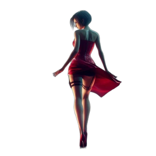 dress, concept art, 3d render, pixel art, fantasy art, red, dark, monochrome transparent PNG cut-out
