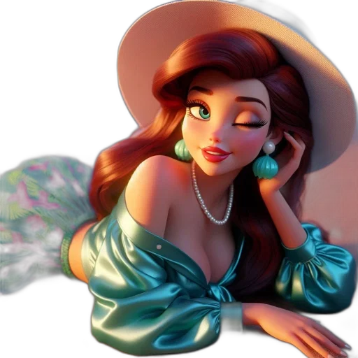 jewelry, dress, hat, concept art, fantasy art, photorealistic, 3d render, underwater transparent PNG cut-out