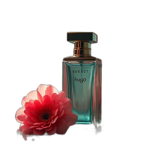 bottle, flower, jewelry, photorealistic transparent PNG cut-out