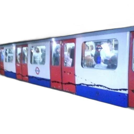 3d render, concept art, red, white, blue, train, car, passengers transparent PNG cut-out