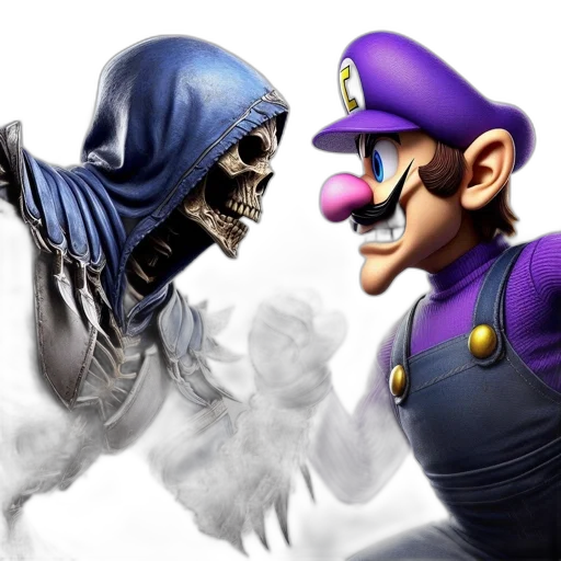 mask, concept art, two, contrasting, characters, face, off, one transparent PNG cut-out