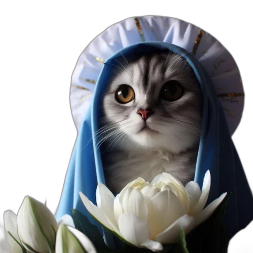 flower, hat, crown, animal, photorealistic, oil painting, fantasy art, concept art transparent PNG cut-out