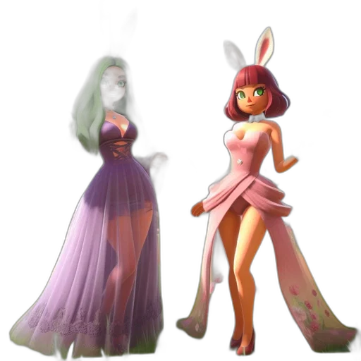 dress, concept art, 3d render, fantasy art, pixel art, pastel, colorful, neon transparent PNG cut-out