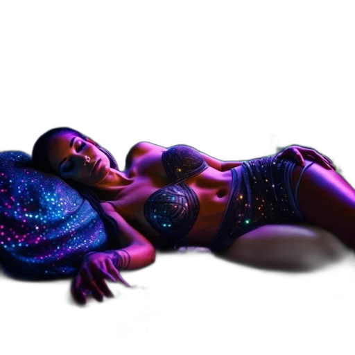 dress, jewelry, creature, 3d render, concept art, cyberpunk, photorealistic, neon lights transparent PNG cut-out