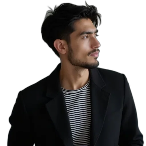 jacket, staff, face, hat, photorealistic, cartoon, concept art, 3d render transparent PNG cut-out