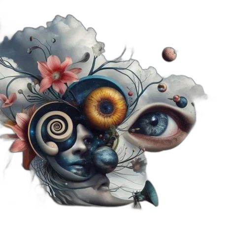 mask, face, creature, concept art, fantasy art, 3d render, photorealistic, surreal transparent PNG cut-out