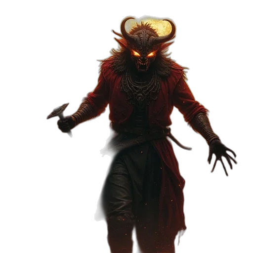 mask, creature, dragon, staff, concept art, fantasy art, comic book art, red transparent PNG cut-out