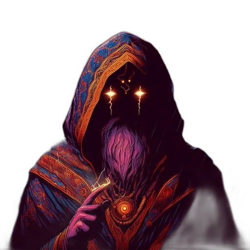 mask, staff, creature, face, fantasy art, concept art, pixel art, comic book art transparent PNG cut-out