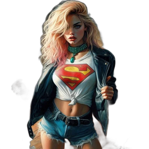 comic book art, fantasy art, concept art, cartoon, neon, young, woman, blonde transparent PNG cut-out