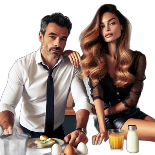 photorealistic, concept art, comic book art, cartoon, image, features, couple, enjoying transparent PNG cut-out
