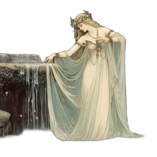 dress, concept art, fantasy art, photorealistic, underwater, forest, night, rain transparent PNG cut-out