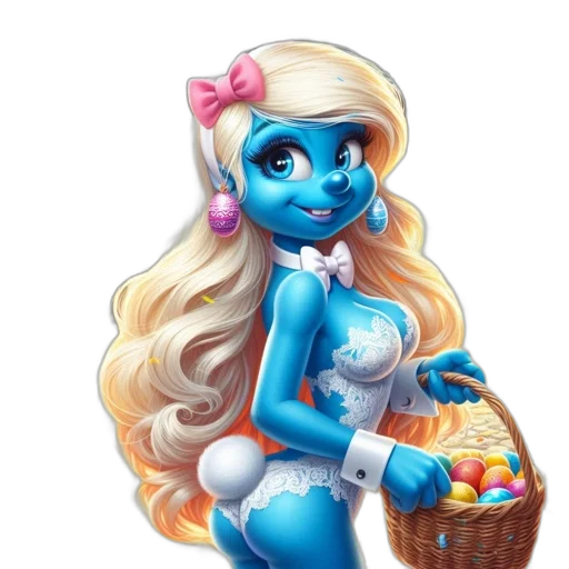 dress, fantasy art, concept art, cartoon, pixel art, blue, blue-skinned, bunny transparent PNG cut-out