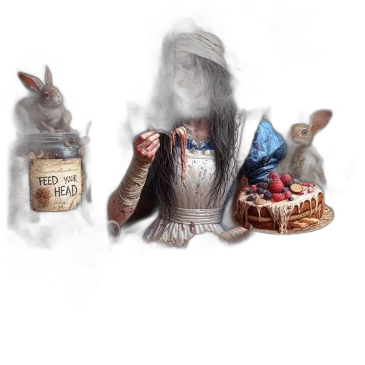mask, food, creature, fantasy art, concept art, photorealistic, 3d render, fog transparent PNG cut-out