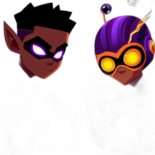 mask, concept art, 3d render, fantasy art, pixel art, dark, neon, two transparent PNG cut-out