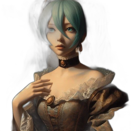 dress, mask, face, robot, fantasy art, concept art, photorealistic, oil painting transparent PNG cut-out