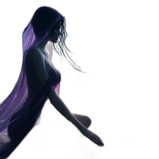 dress, hair, creature, concept art, fantasy art, comic book art, anime, outer space transparent PNG cut-out