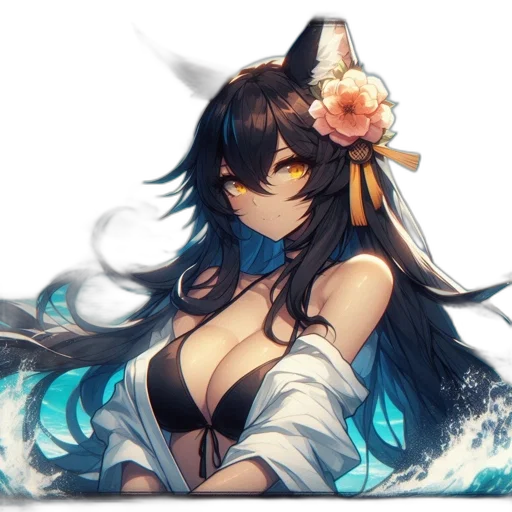 staff, anime, fantasy art, concept art, pixel art, beach, underwater, blue transparent PNG cut-out