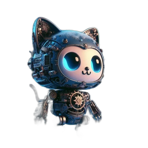 robot, staff, creature, concept art, 3d render, fantasy art, cyberpunk, outer space transparent PNG cut-out