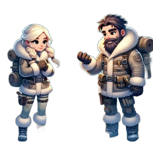 jacket, staff, concept art, pixel art, 3d render, fantasy art, snow, outer space transparent PNG cut-out