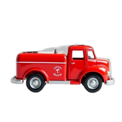 car, 3d render, red, white, toy, fire, truck, ladder transparent PNG cut-out