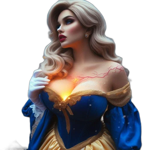 dress, crown, jewelry, fantasy art, comic book art, concept art, 3d render, fire transparent PNG cut-out