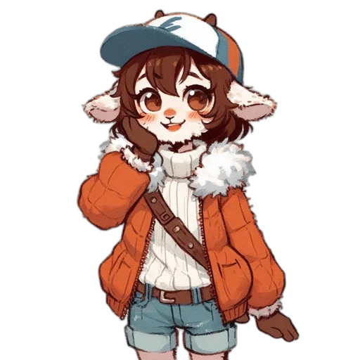 hat, jacket, staff, animal, pixel art, cartoon, anime, watercolor transparent PNG cut-out