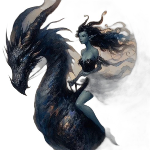 dragon, creature, animal, fantasy art, concept art, pixel art, comic book art, underwater transparent PNG cut-out