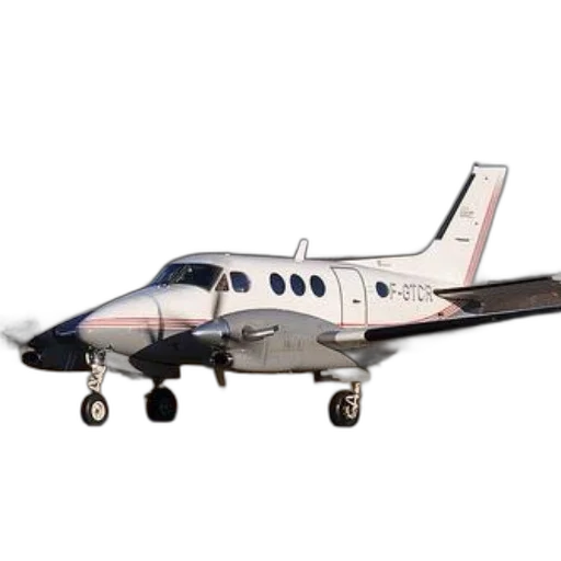 3d render, small, white, airplane, red, accents, runway, ready transparent PNG cut-out