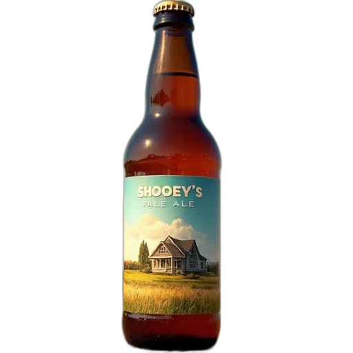 bottle, shooey, pale, ale, beer, label, featuring, scenic transparent PNG cut-out
