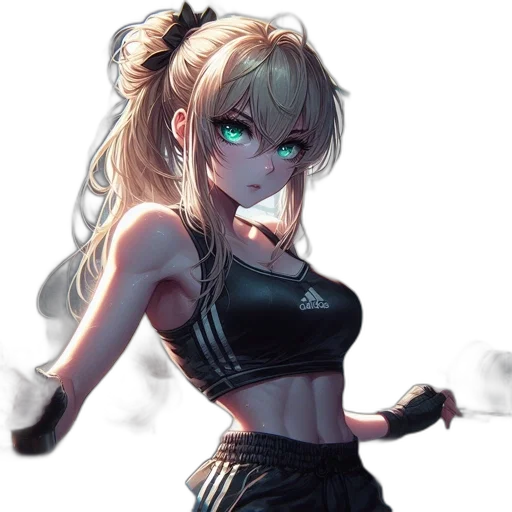 staff, weapon, jacket, dress, anime, cyberpunk, concept art, pixel art transparent PNG cut-out