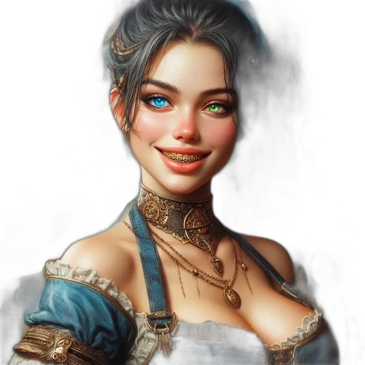 face, jewelry, staff, dress transparent PNG cut-out